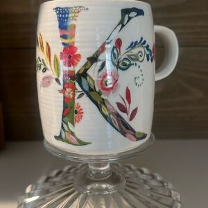 Anthropologie Starla M. Halfmann Petal Palette Monogram “K” Mug
